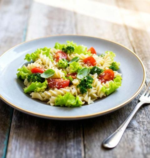 Pastasalade met kerstomaatjes en broccoli