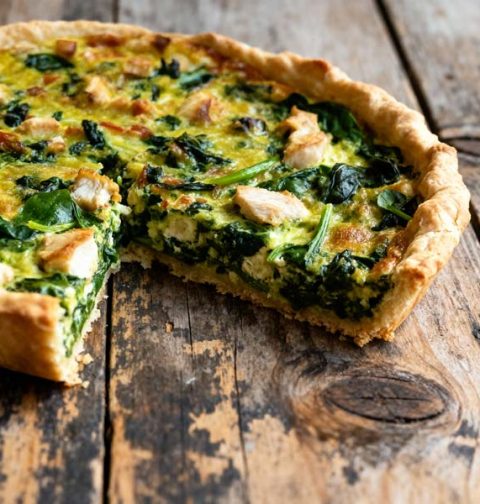 Quiche met kip en spinazie