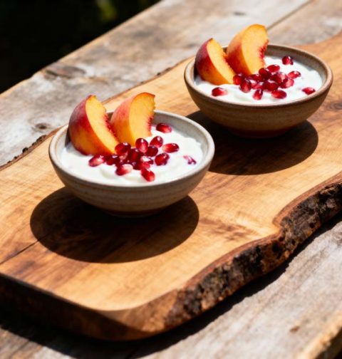 Yoghurt met Perzik en Granaatappelpitjes