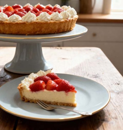 Aardbei slagroomvlaai